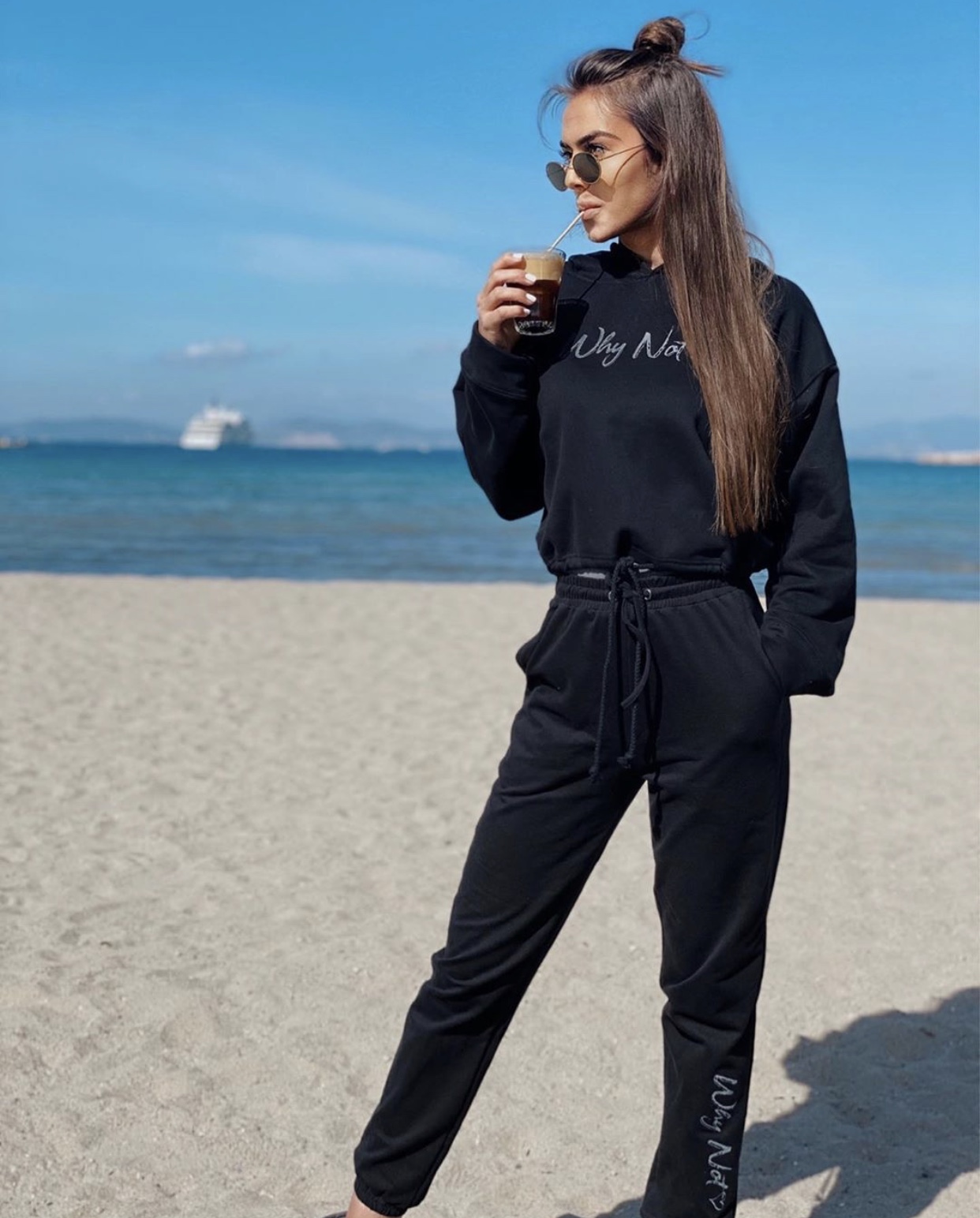 Woman Black Cropped Hoodie + Pants – Why Not Collection
