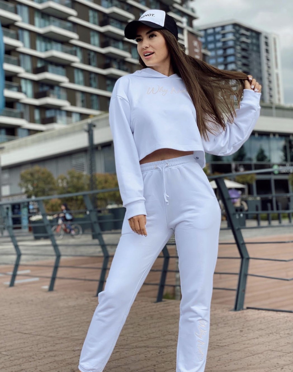 Woman White Cropped Hoodie + Pants – Why Not Collection